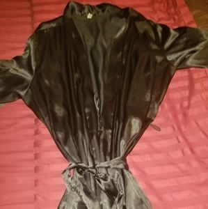Black silky robe